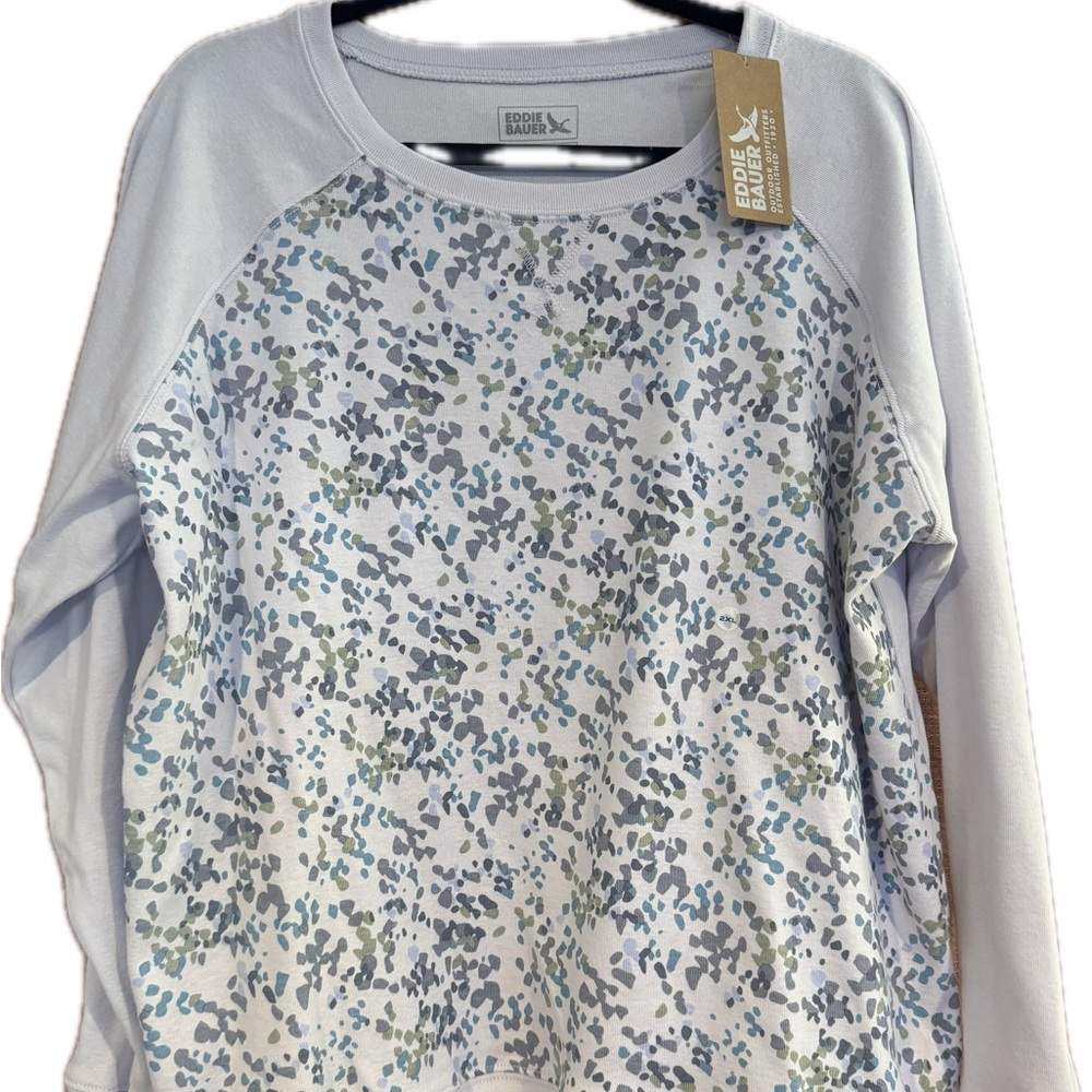 Eddie Bauer Light Blue & Multi-Color Speckled Raglan Sweatshirt